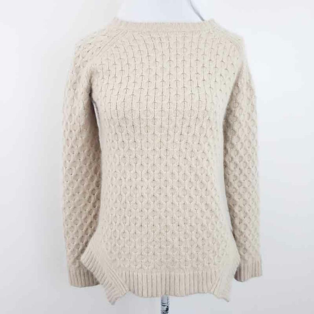 Antik Batik 100% Angora Sweater Cream Tan M/40 France Women Cableknit